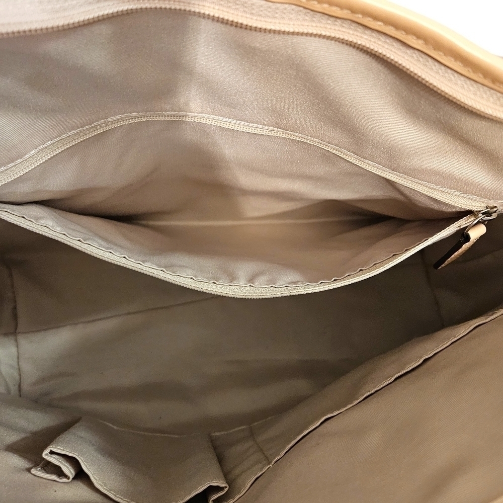 Coach Blue & Tan Patent Leather Monogram Pocket Tote Shoulder Bag - Picture 12 of 12
